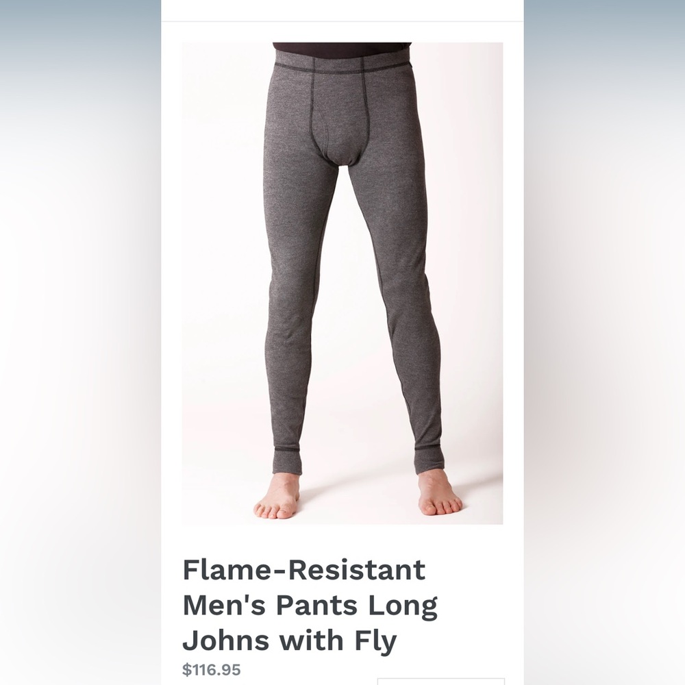 100% Wool fire resistant long underwear
